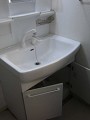 洗面化粧台取替工事　神奈川県横浜市　LSB-70JWN1A+LSM-7A