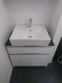 洗面化粧台 小型電気温水器取替工事　千葉県松戸市　LU755CSD-10-BW1