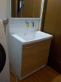 洗面化粧台取替工事　熊本県熊本市東区　LDSWB075BDGEN1-J